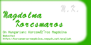 magdolna korcsmaros business card